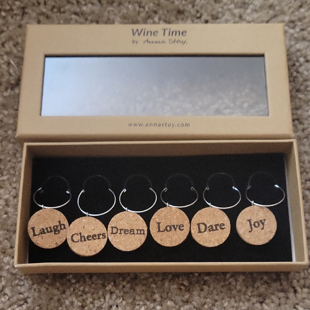 Wine Time Cork Coaster Set with Words